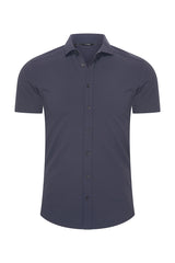 Mi Piace - Men Blouse Short Sleeve - Dark Blue