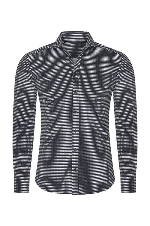 Mi Piace - Men Shirt Check Print - Dark Blue
