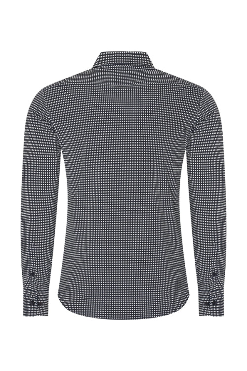 Mi Piace - Men Shirt Check Print - Dark Blue1