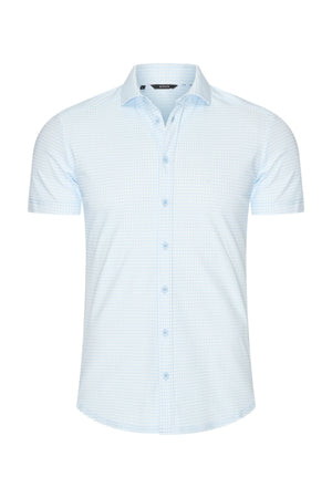 Mi Piace - Men Shirt Check Print - Light Blue1