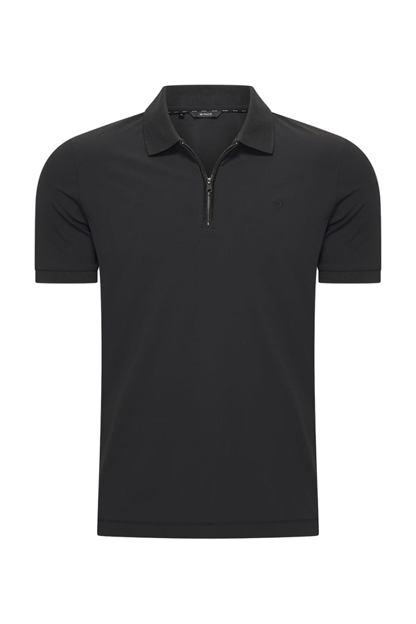 Mi Piace - Men Zip Polo Shirt - Black