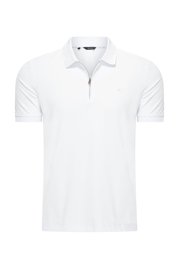 Mi Piace - Men Zip Polo Shirt - White