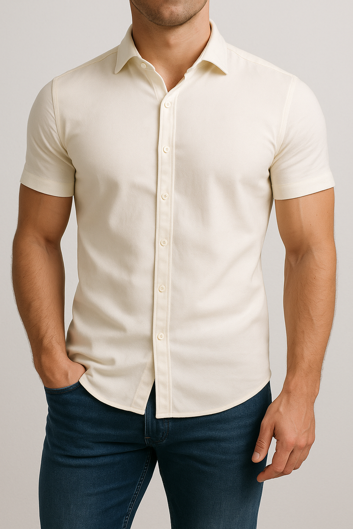 Mi Piace - Herren Bluse Kurzarm - Off White