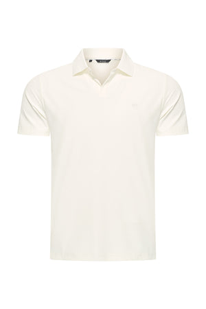 Mi Piace – Herren-Poloshirt mit V-Ausschnitt – gebrochenes Weiß