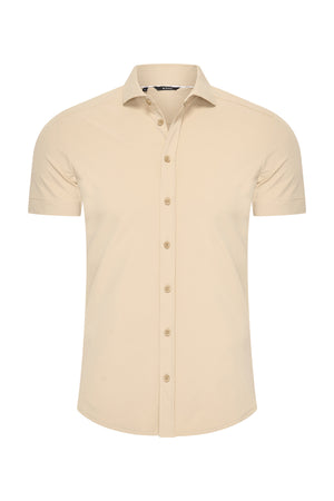 Mi Piace - Herrenbluse Kurzarm - Sand