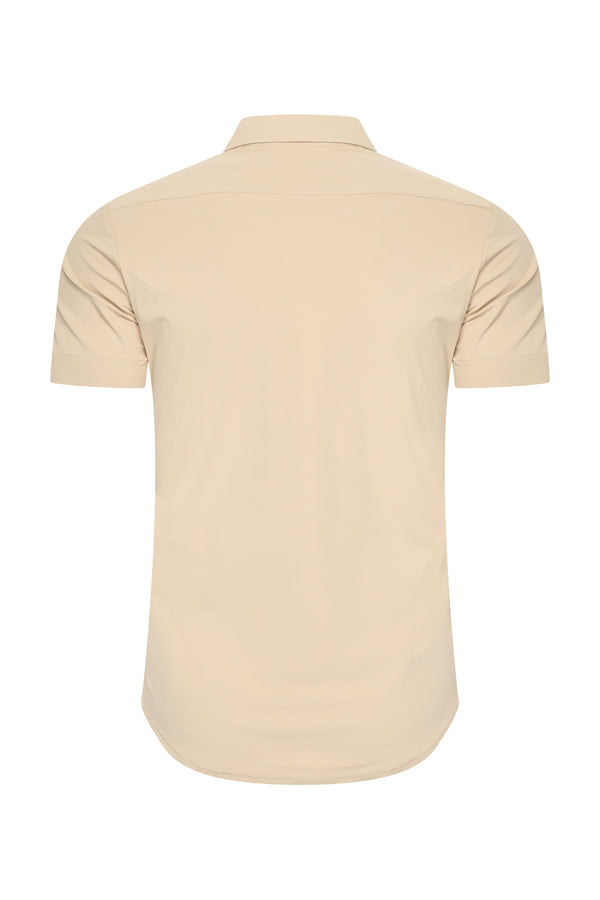 Mi Piace - Herrenbluse Kurzarm - Sand