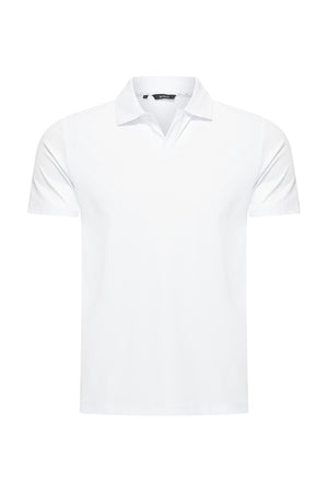 Mi Piace – Herren-Poloshirt mit V-Ausschnitt – Weiß