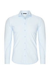 Mi Piace - Men Blouse Check Print - Light Blue