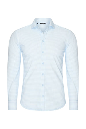 Mi Piace - Men Blouse Check Print - Light Blue