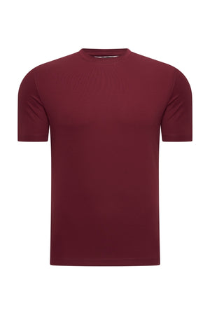 Mi Piace - Men Cotton Shirt Short Sleeves - Burgundy