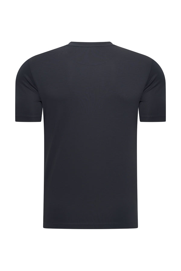 Mi Piace - Men Cotton Shirt Short Sleeves - Dark Blue