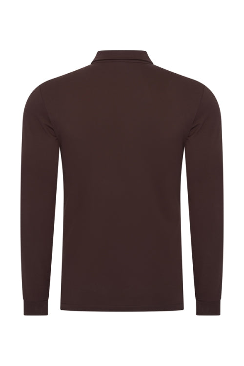 Mi Piace - Men Polo Cotton Long Sleeves - Espresso 2
