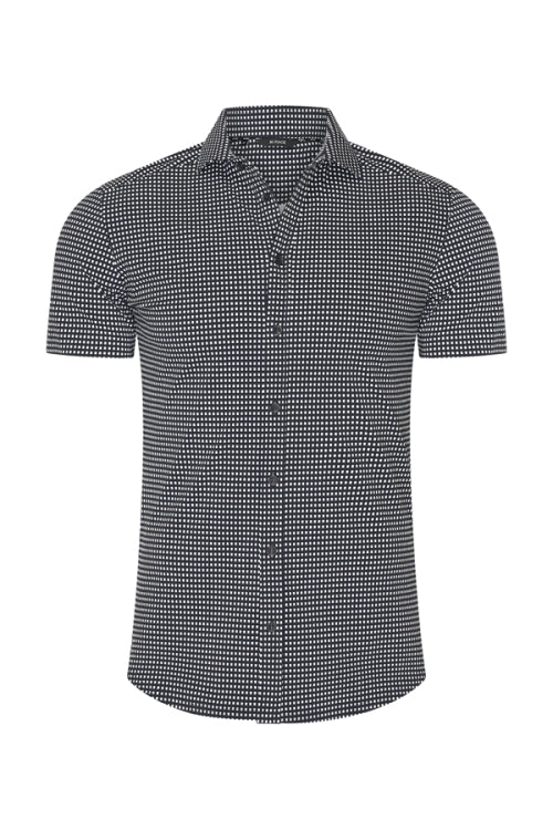 Mi Piace - Men Shirt Check Print - Grey
