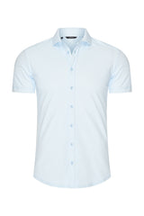 Mi Piace - Men Shirt Check Print - Light Blue1