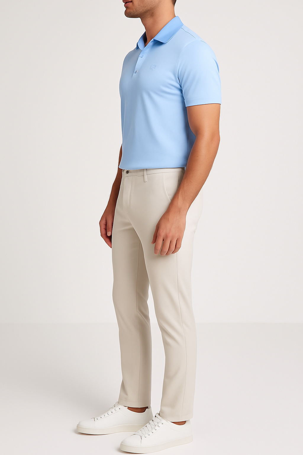 Mi Piace – Herren-Poloshirt mit V-Ausschnitt – Hellblau