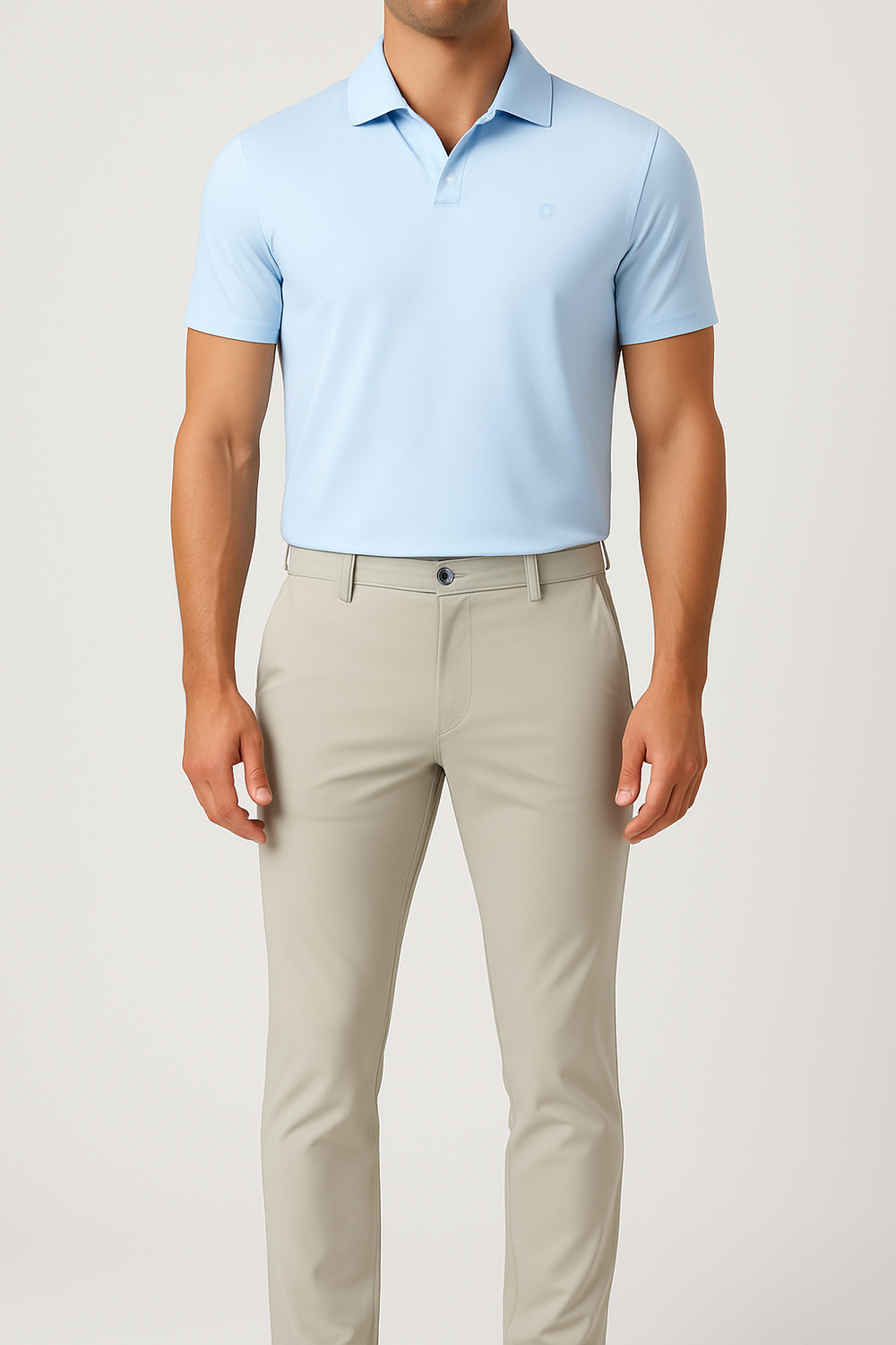 Mi Piace – Herren-Poloshirt mit V-Ausschnitt – Hellblau