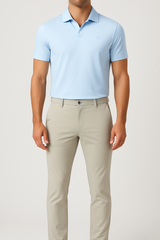 Mi Piace – Herren-Poloshirt mit V-Ausschnitt – Hellblau