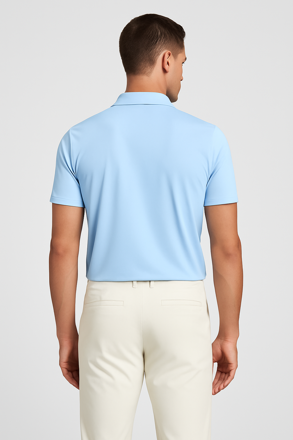 Mi Piace – Herren-Poloshirt mit V-Ausschnitt – Hellblau