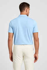 Mi Piace – Herren-Poloshirt mit V-Ausschnitt – Hellblau
