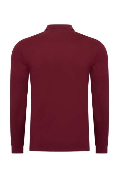 Mi Piace Heren - Lustre Cotton Longsleeve Polo - Burgundy