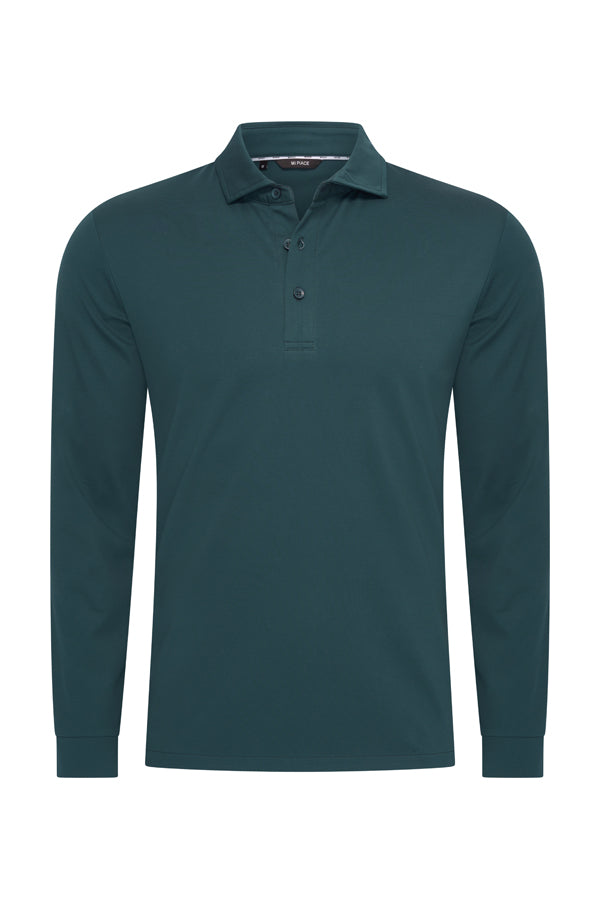 Mi Piace Heren - Lustre Cotton Longsleeve Teal Blue