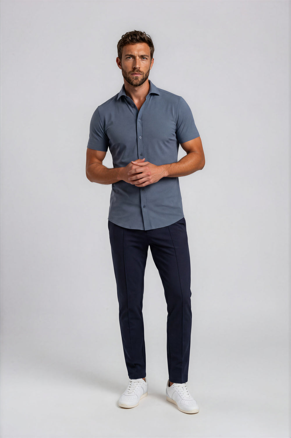 Mi Piace Heren - Men Blouse Short Sleeve - Cloud Blue