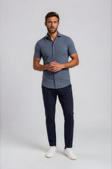 Mi Piace Heren - Men Blouse Short Sleeve - Cloud Blue