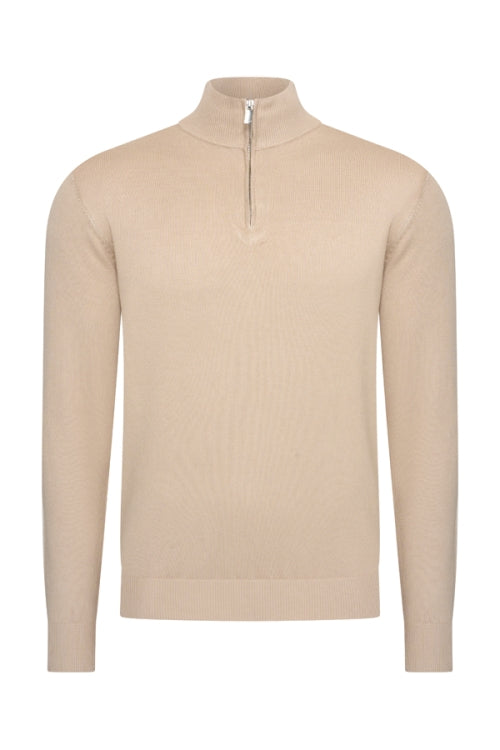 Mi Piace Heren - Men Pullover Zip Beige