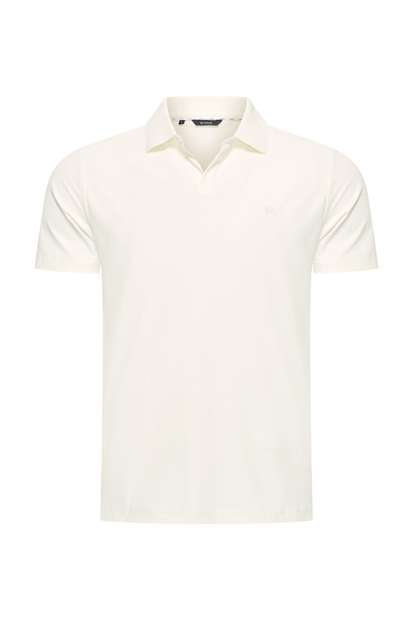 Mi Piace – Herren-Poloshirt mit V-Ausschnitt – gebrochenes Weiß