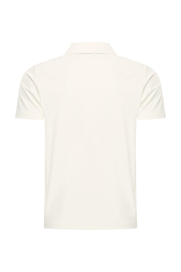 Mi Piace – Herren-Poloshirt mit V-Ausschnitt – gebrochenes Weiß