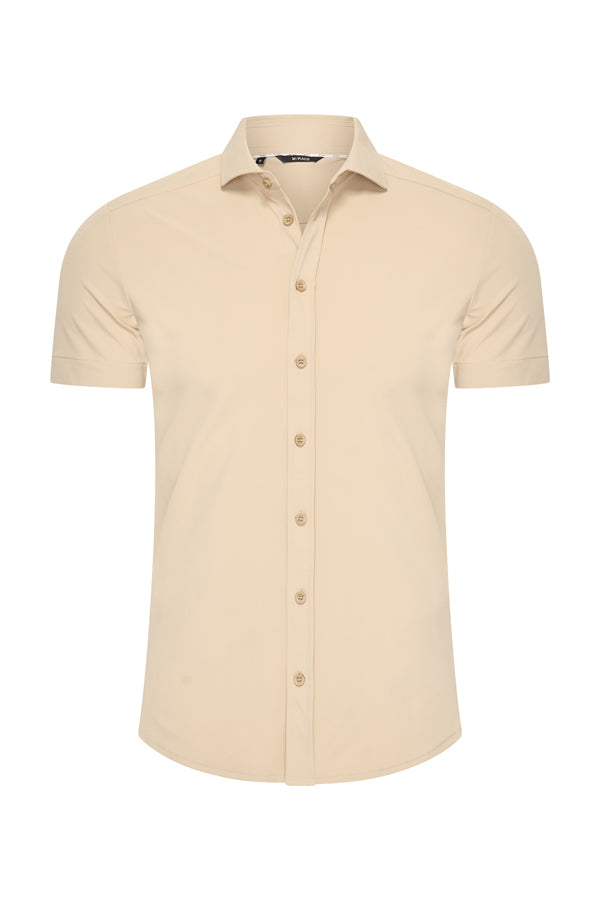 Mi Piace - Herrenbluse Kurzarm - Sand