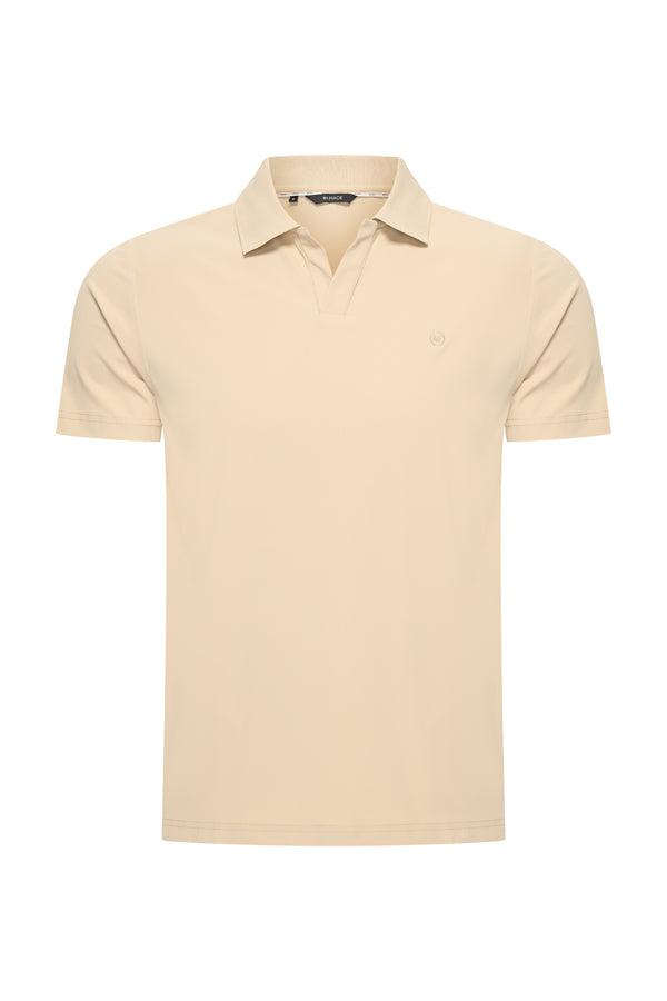 Mi Piace – Herren-Poloshirt mit V-Ausschnitt – Sand