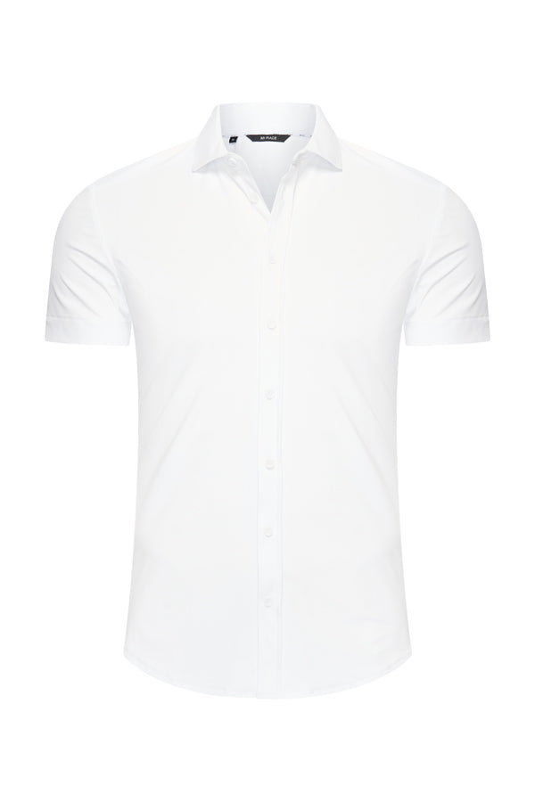 Mi Piace - Herren Bluse Kurzarm - Weiß