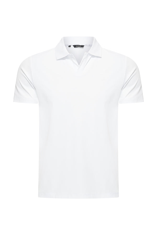 Mi Piace – Herren-Poloshirt mit V-Ausschnitt – Weiß